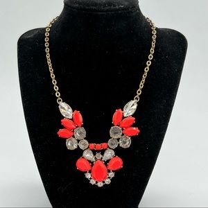 J. Crew Neon Pink Goldtone Statement Necklace